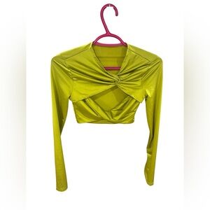 SHEIN Lime Green Long Sleeve Crop Top